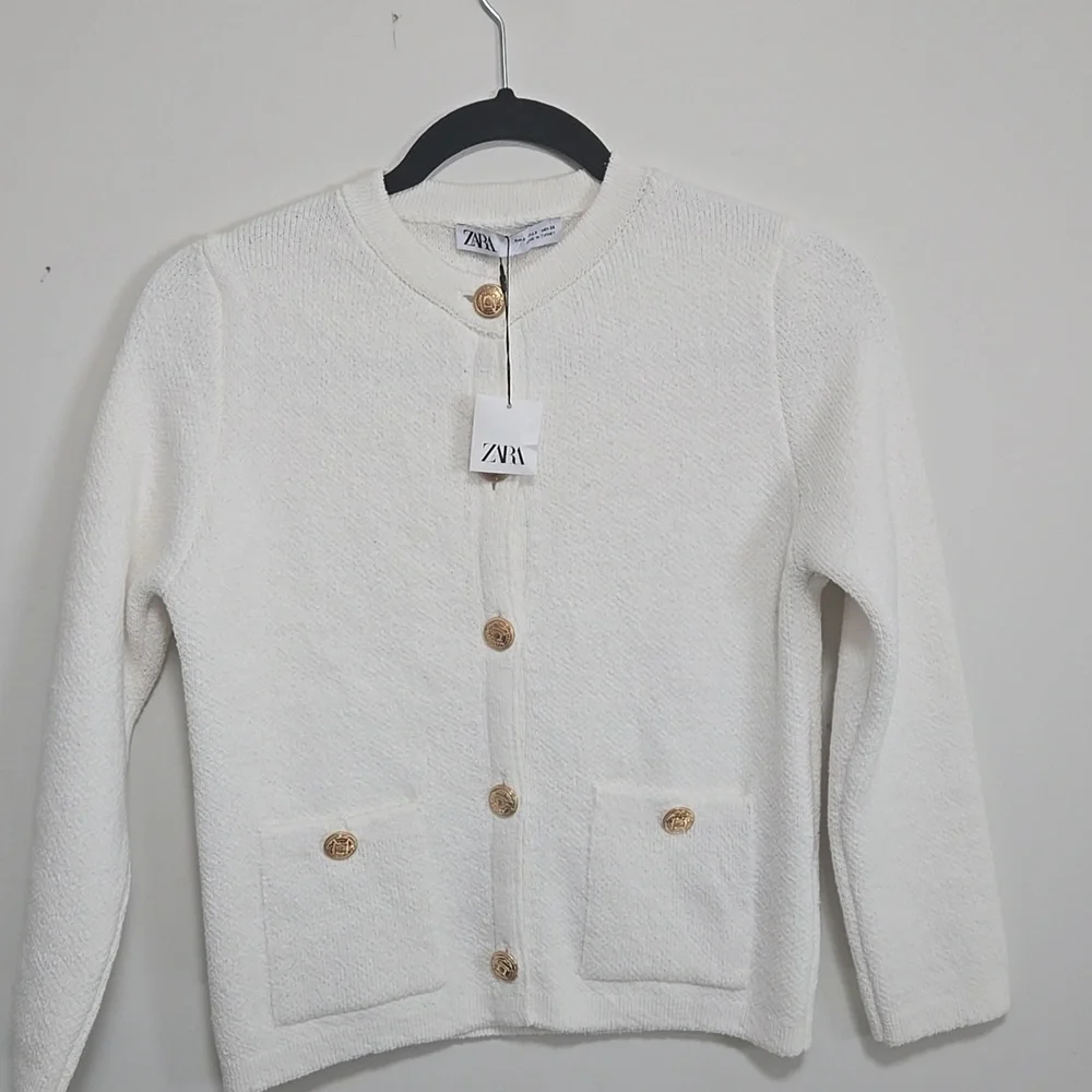 NWOT ZARA WHITE KNIT CARDIGAN- SIZE SMALL - Picture 10 of 11